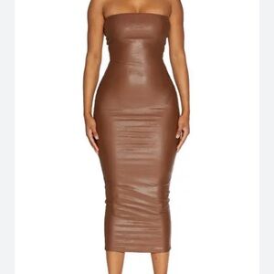 Naked Wardrobe Brown Midi Dress